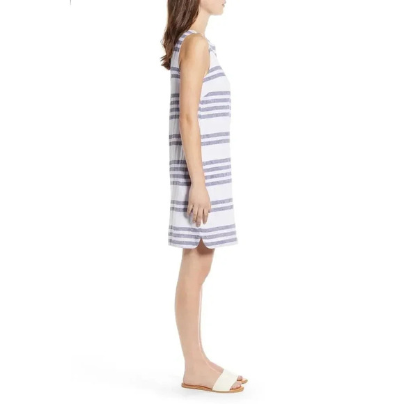 BeachLunchLounge Alina Stripe Linen Blend Shift Dress Beach Sky Blue Size XS - Picture 3 of 8